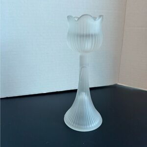 Frosted Glass Tulip Candle Holder